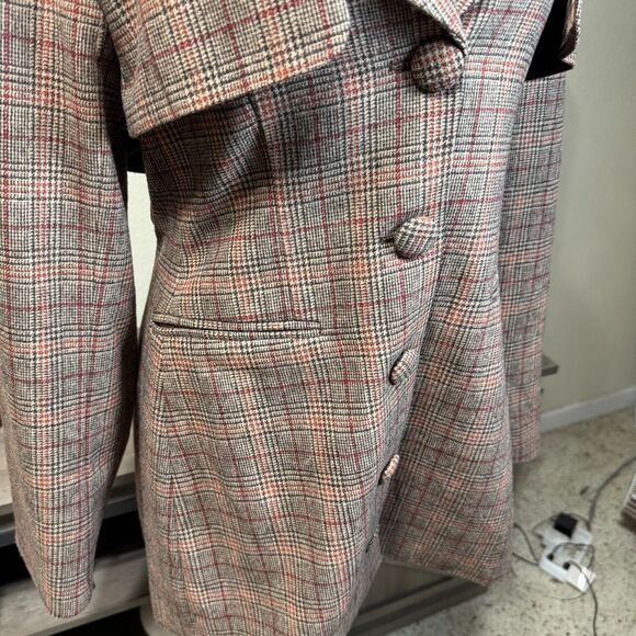 Divine Heritage Plaid Wool Blend Belted Trench Coat/Mini Dress Size M Classic - Picture 5 of 12